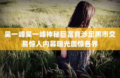吴一峰吴一峰神秘巨富竟涉足黑市交易惊人内幕曝光震惊各界