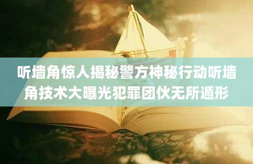 听墙角惊人揭秘警方神秘行动听墙角技术大曝光犯罪团伙无所遁形