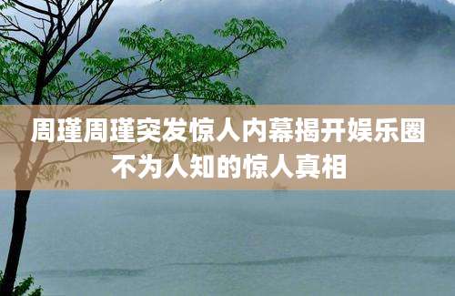 周瑾周瑾突发惊人内幕揭开娱乐圈不为人知的惊人真相