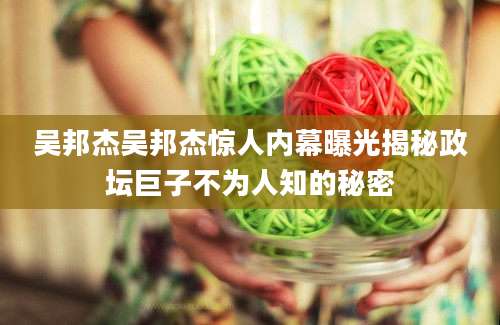 吴邦杰吴邦杰惊人内幕曝光揭秘政坛巨子不为人知的秘密