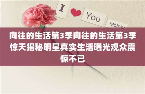 向往的生活第3季向往的生活第3季惊天揭秘明星真实生活曝光观众震惊不已