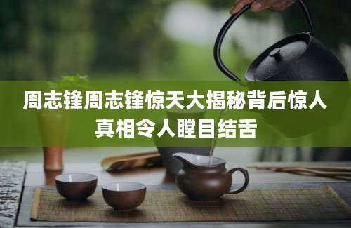 周志锋周志锋惊天大揭秘背后惊人真相令人瞠目结舌