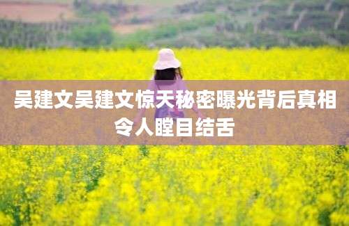 吴建文吴建文惊天秘密曝光背后真相令人瞠目结舌