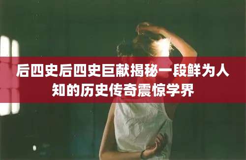 后四史后四史巨献揭秘一段鲜为人知的历史传奇震惊学界