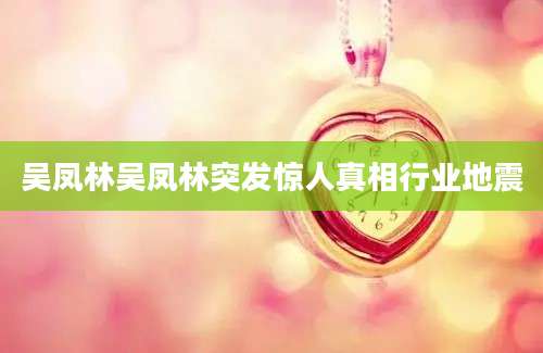 吴凤林吴凤林突发惊人真相行业地震