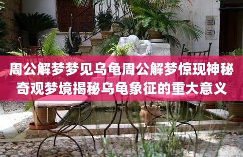 周公解梦梦见乌龟周公解梦惊现神秘奇观梦境揭秘乌龟象征的重大意义