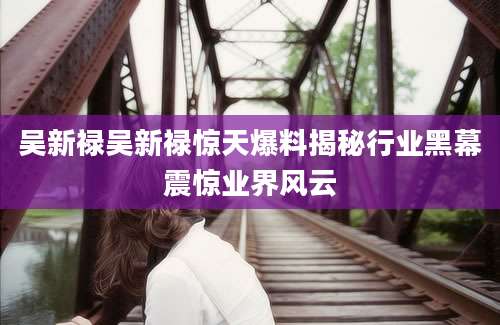 吴新禄吴新禄惊天爆料揭秘行业黑幕震惊业界风云