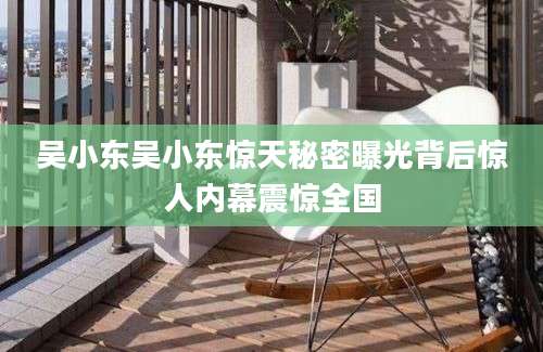吴小东吴小东惊天秘密曝光背后惊人内幕震惊全国