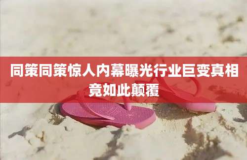 同策同策惊人内幕曝光行业巨变真相竟如此颠覆
