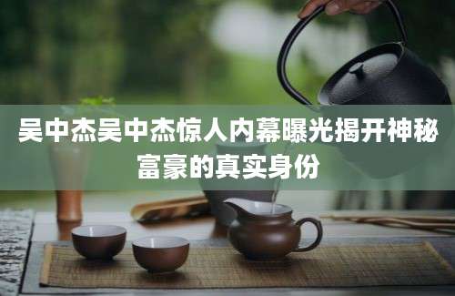 吴中杰吴中杰惊人内幕曝光揭开神秘富豪的真实身份