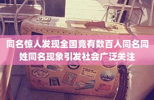 同名惊人发现全国竟有数百人同名同姓同名现象引发社会广泛关注