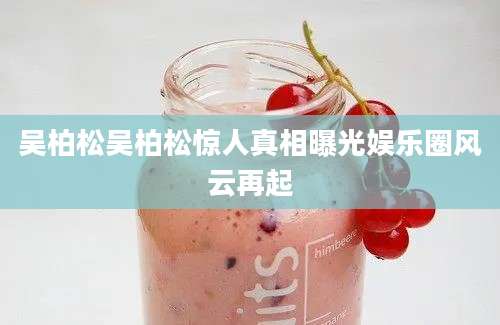 吴柏松吴柏松惊人真相曝光娱乐圈风云再起