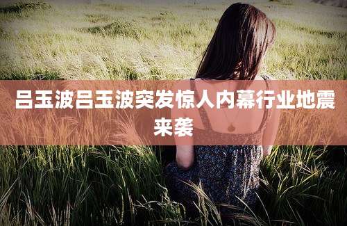吕玉波吕玉波突发惊人内幕行业地震来袭