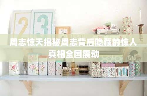 周志惊天揭秘周志背后隐藏的惊人真相全国震动