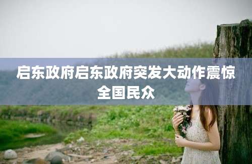 启东政府启东政府突发大动作震惊全国民众