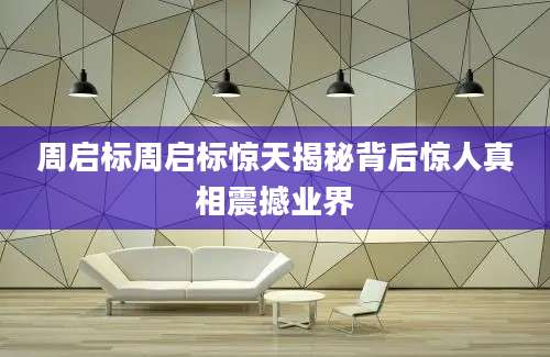 周启标周启标惊天揭秘背后惊人真相震撼业界