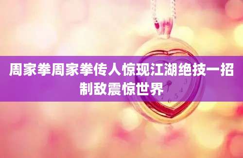 周家拳周家拳传人惊现江湖绝技一招制敌震惊世界