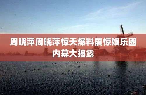 周晓萍周晓萍惊天爆料震惊娱乐圈内幕大揭露
