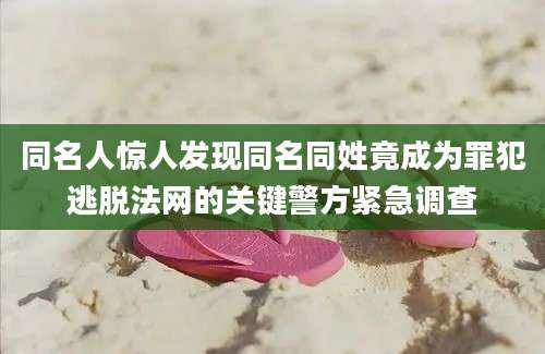 同名人惊人发现同名同姓竟成为罪犯逃脱法网的关键警方紧急调查