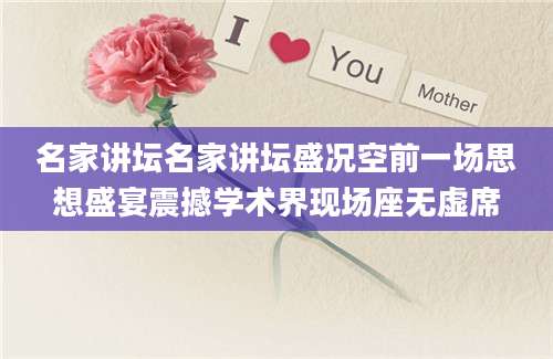 名家讲坛名家讲坛盛况空前一场思想盛宴震撼学术界现场座无虚席