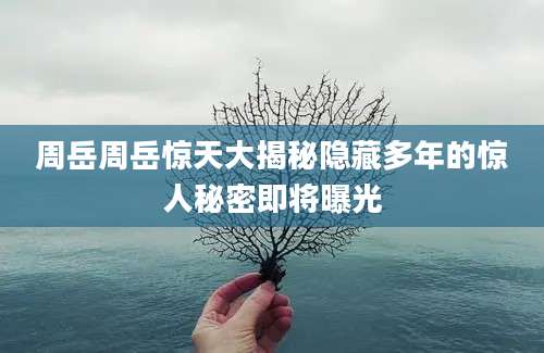 周岳周岳惊天大揭秘隐藏多年的惊人秘密即将曝光