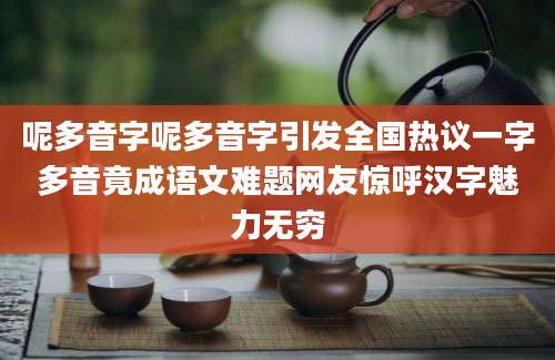 呢多音字呢多音字引发全国热议一字多音竟成语文难题网友惊呼汉字魅力无穷