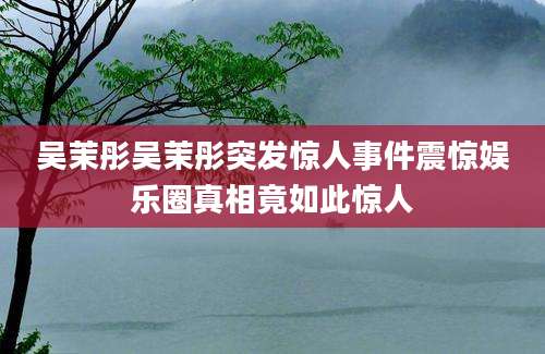 吴茉彤吴茉彤突发惊人事件震惊娱乐圈真相竟如此惊人