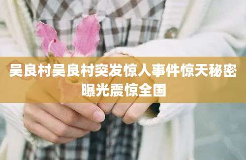吴良村吴良村突发惊人事件惊天秘密曝光震惊全国