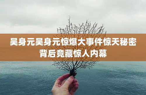 吴身元吴身元惊爆大事件惊天秘密背后竟藏惊人内幕