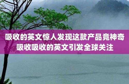 吸收的英文惊人发现这款产品竟神奇吸收吸收的英文引发全球关注