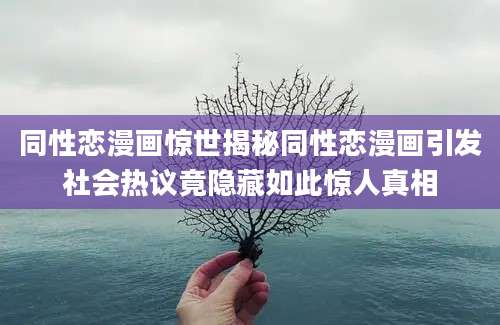 同性恋漫画惊世揭秘同性恋漫画引发社会热议竟隐藏如此惊人真相