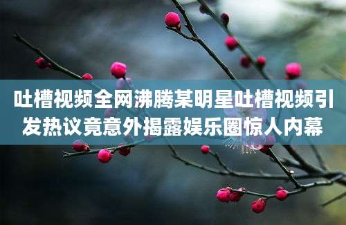 吐槽视频全网沸腾某明星吐槽视频引发热议竟意外揭露娱乐圈惊人内幕