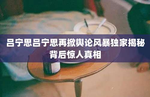 吕宁思吕宁思再掀舆论风暴独家揭秘背后惊人真相