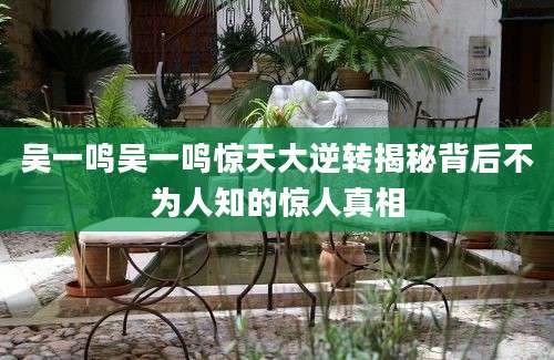 吴一鸣吴一鸣惊天大逆转揭秘背后不为人知的惊人真相