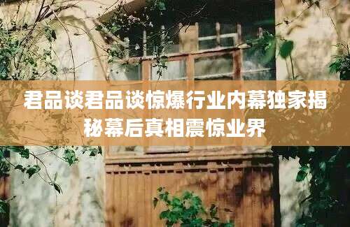 君品谈君品谈惊爆行业内幕独家揭秘幕后真相震惊业界