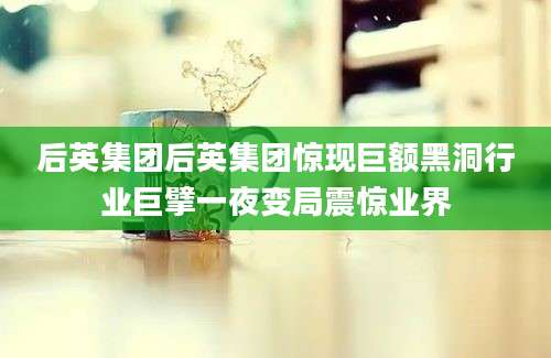 后英集团后英集团惊现巨额黑洞行业巨擘一夜变局震惊业界