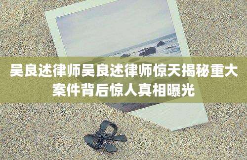 吴良述律师吴良述律师惊天揭秘重大案件背后惊人真相曝光