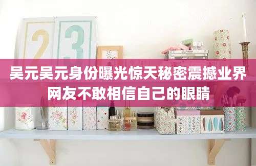 吴元吴元身份曝光惊天秘密震撼业界网友不敢相信自己的眼睛