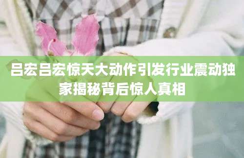 吕宏吕宏惊天大动作引发行业震动独家揭秘背后惊人真相