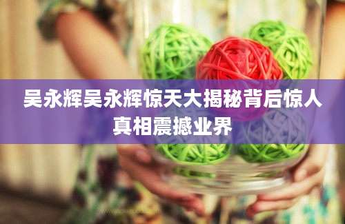 吴永辉吴永辉惊天大揭秘背后惊人真相震撼业界