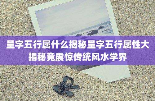 呈字五行属什么揭秘呈字五行属性大揭秘竟震惊传统风水学界