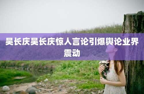 吴长庆吴长庆惊人言论引爆舆论业界震动