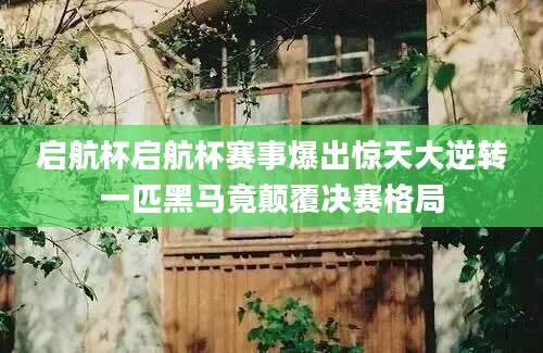 启航杯启航杯赛事爆出惊天大逆转一匹黑马竟颠覆决赛格局