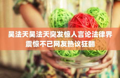 吴法天吴法天突发惊人言论法律界震惊不已网友热议狂翻