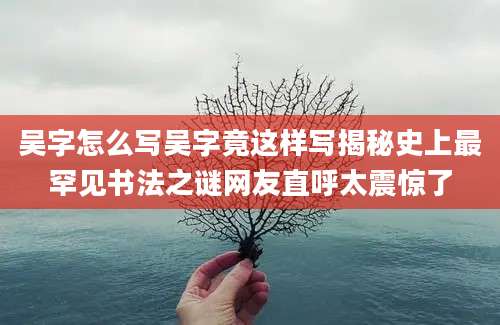 吴字怎么写吴字竟这样写揭秘史上最罕见书法之谜网友直呼太震惊了