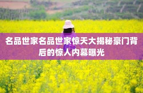 名品世家名品世家惊天大揭秘豪门背后的惊人内幕曝光