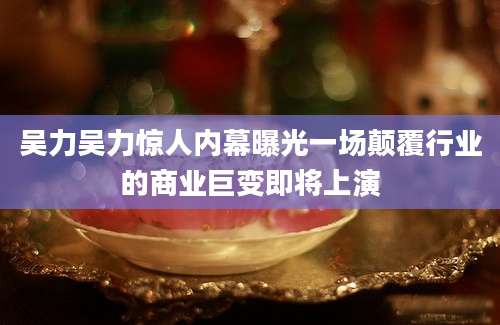 吴力吴力惊人内幕曝光一场颠覆行业的商业巨变即将上演