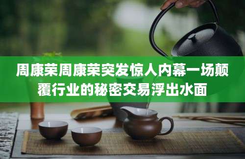 周康荣周康荣突发惊人内幕一场颠覆行业的秘密交易浮出水面