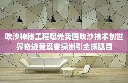 吹沙神秘工程曝光我国吹沙技术创世界奇迹荒漠变绿洲引全球瞩目