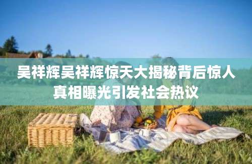 吴祥辉吴祥辉惊天大揭秘背后惊人真相曝光引发社会热议